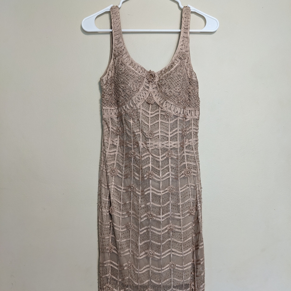 Vintage Sue Wong Gatsby 1920's Flapper Beaded Dress in Nude Size 2 - Picture 2 of 8